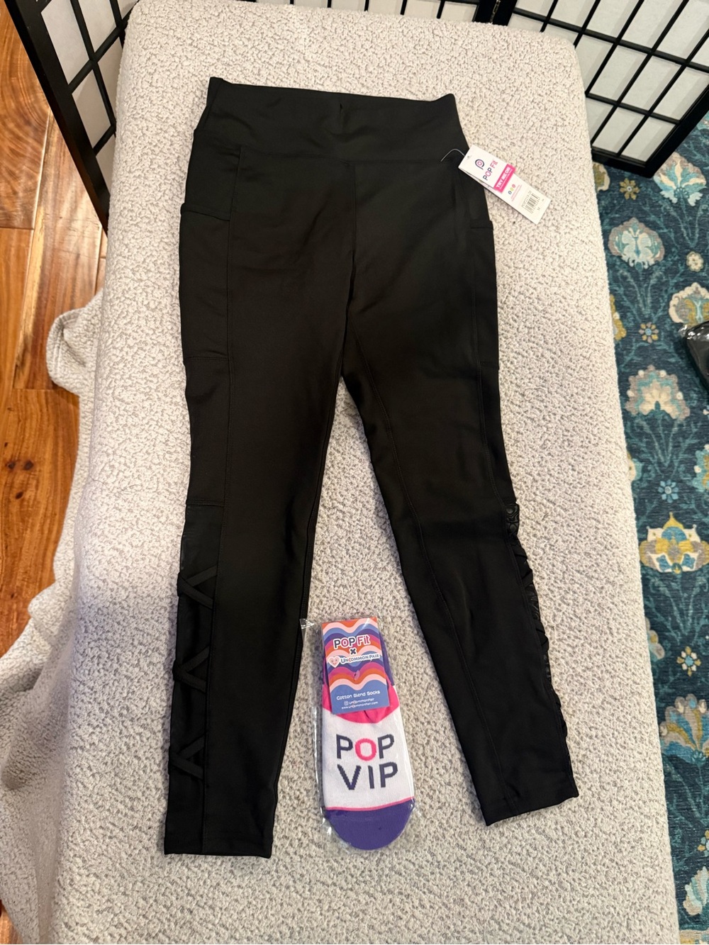 POP Fit Black Leggings with Side Stitch Detail